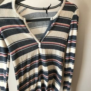 Out From Under Stripe Long Sleeve Top with Cut Out